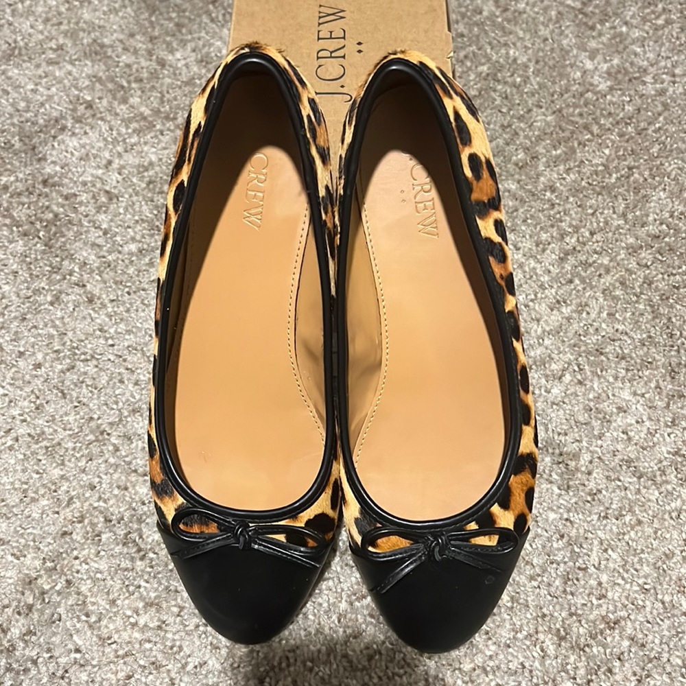 Leopard calf captoe ballet flats